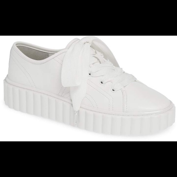 Tory Burch Shoes - Tory Burch Scallop Cotton & Silk Platform Sneakers